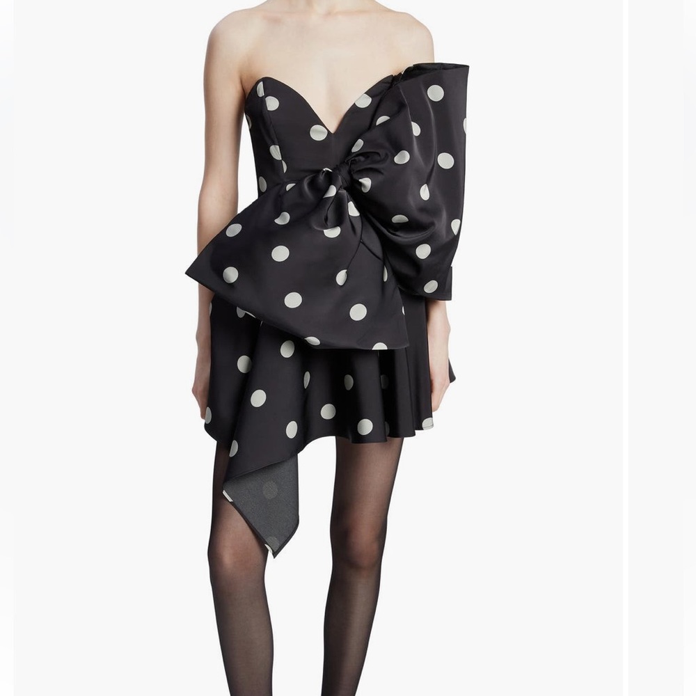 Bardot Elegant Black Polka Dot Party Dress, Size 12